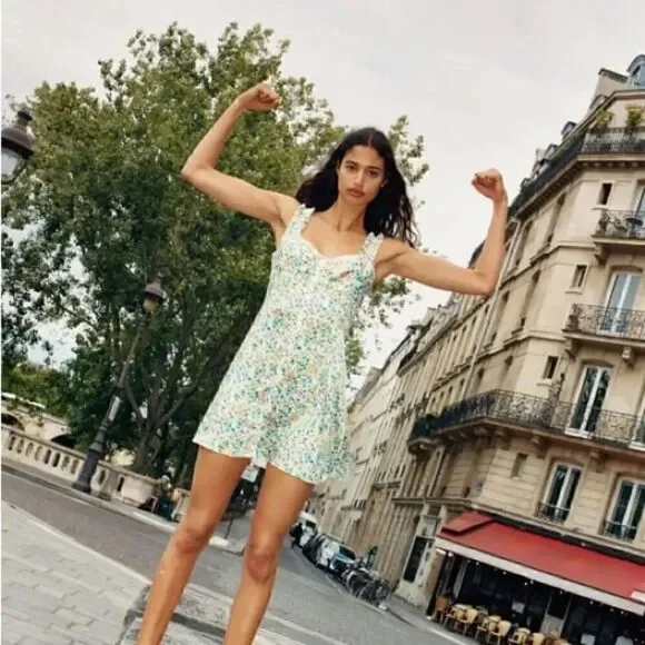 ZARA FLORAL SATIN EFFECT PRINT DRESS - Picture 14 of 14